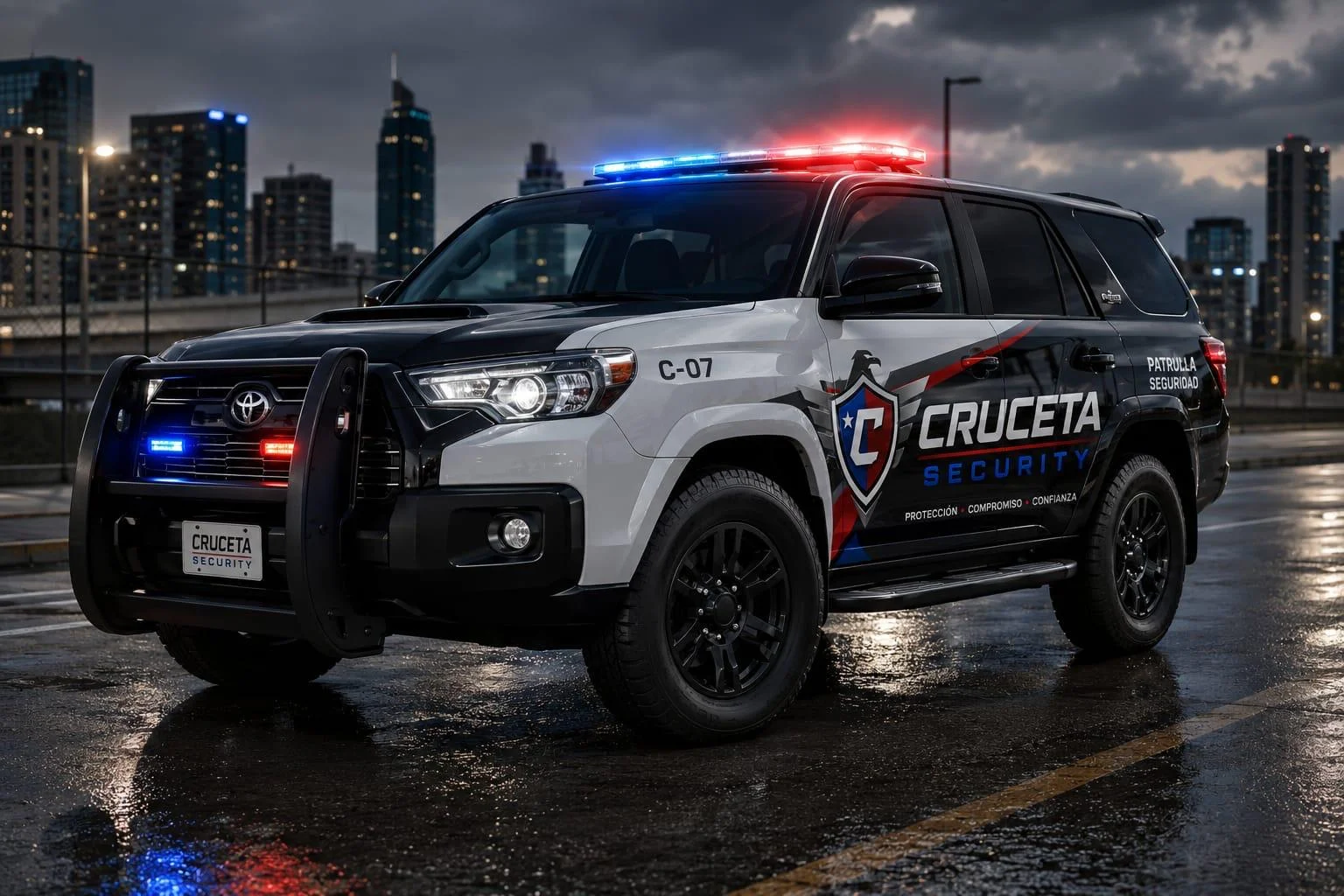 Patrulla con la identidad de Cruceta Security